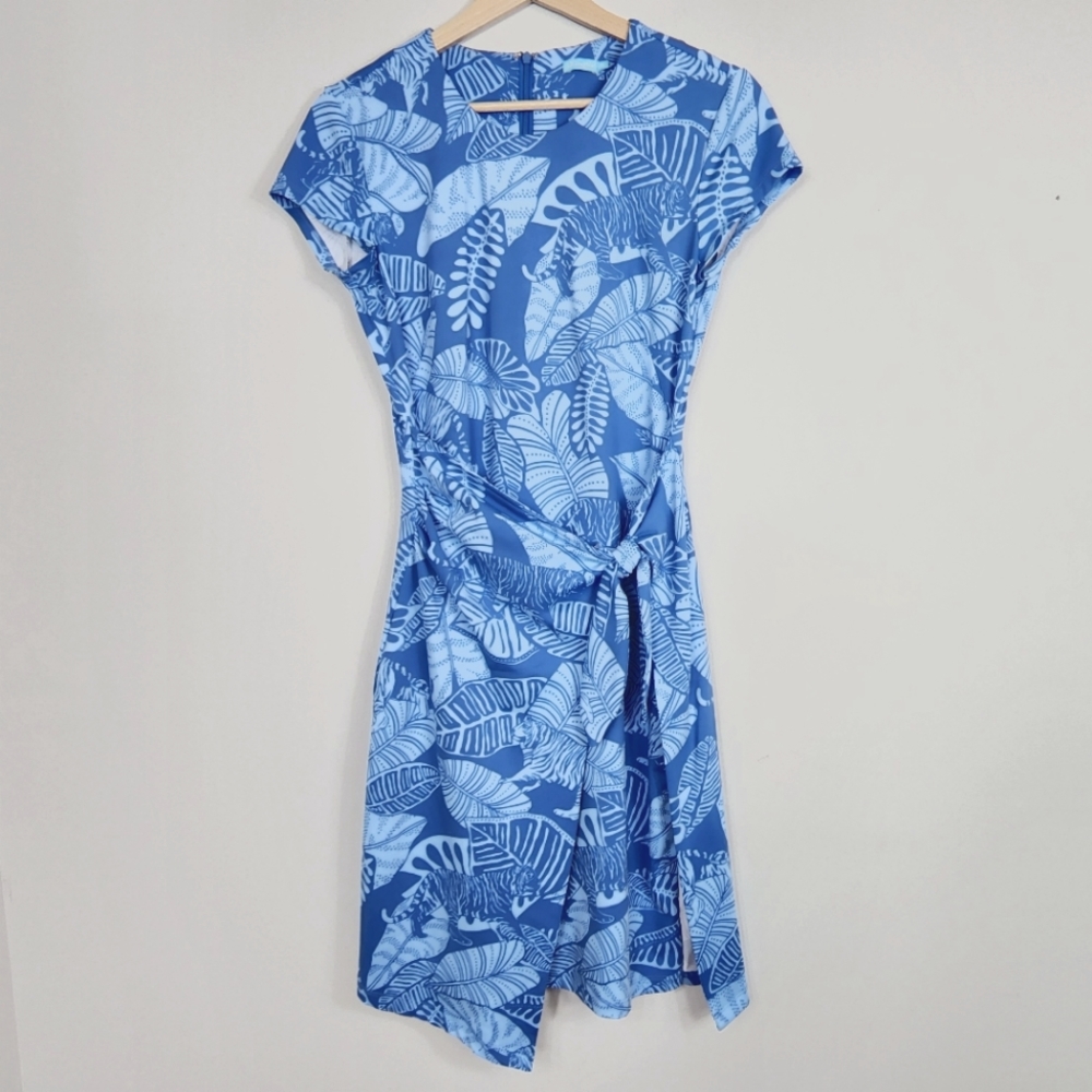 J. McLaughlin Sky Blue Tropical Mini Dress